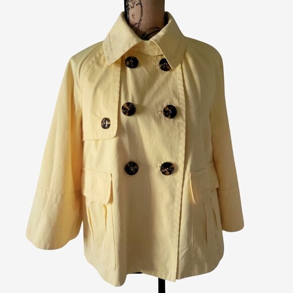 Style & Co  Swing  Yellow Rain Coat /  Peacock  Jacket  -  L - Picture 2 of 10